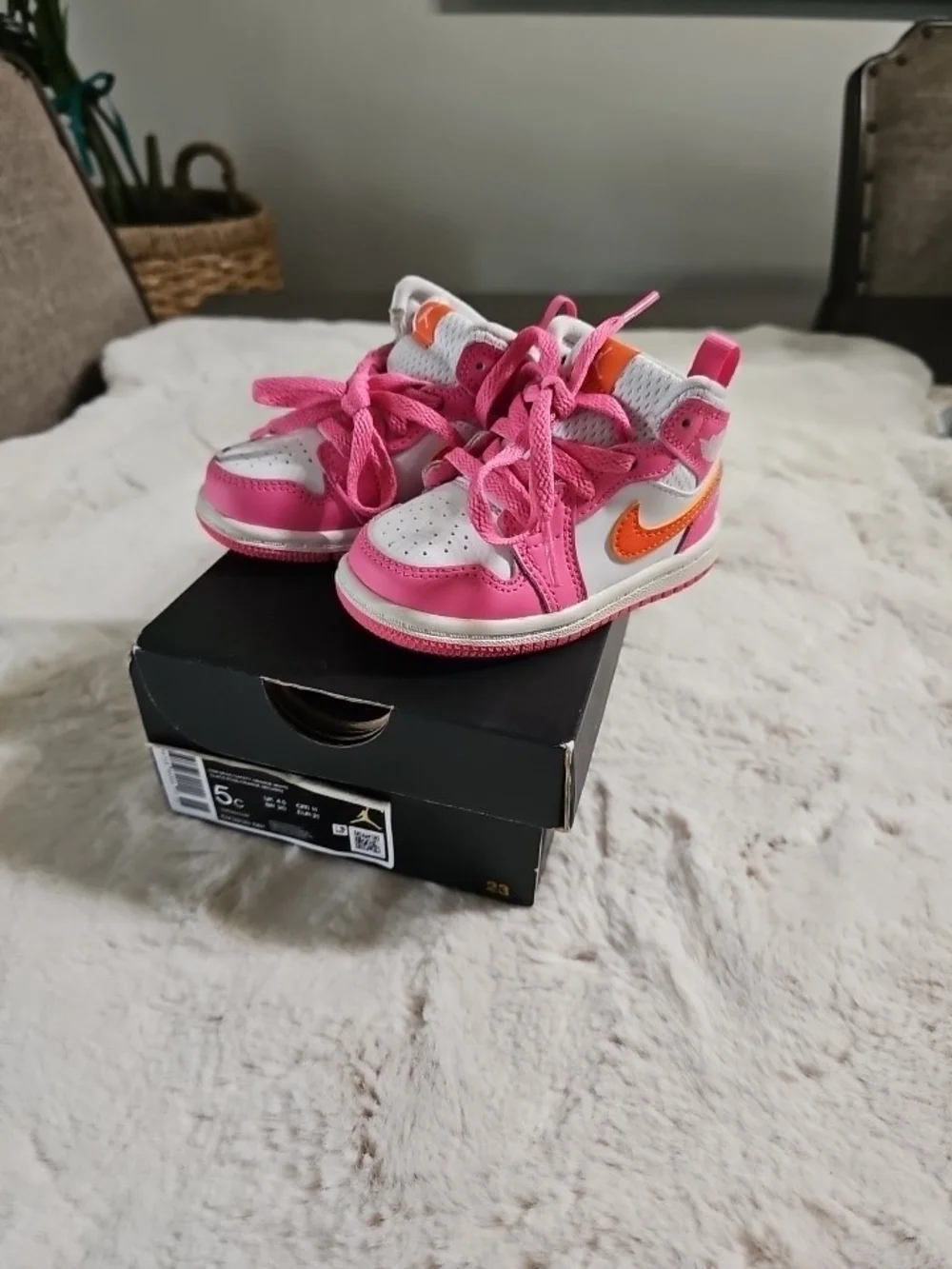 Nike Kids' Pink and Orange High-Top Sneakers